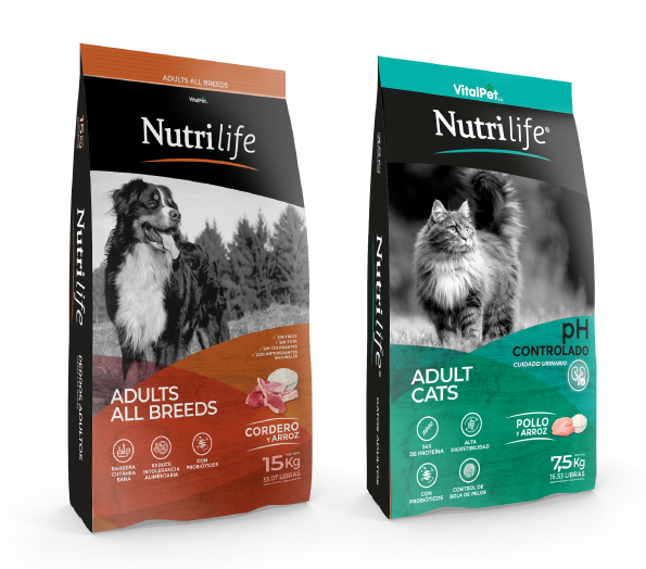 Productos Nutrilife para perros y gatos adultos